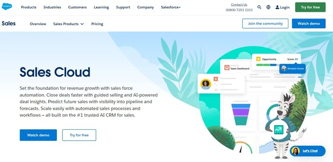 Screenshot of Salesfocr Sales Cloud page